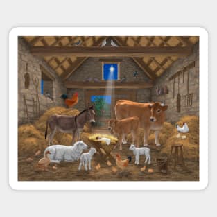 Baby Jesus Divine Manger Holy Night Christmas Nativity Scene Barnyard Farm Animals Magnet